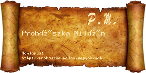 Prohászka Milán névjegykártya