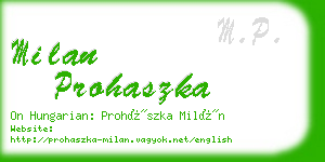 milan prohaszka business card